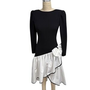 Vintage Saks Fifth Avenue Darcy Dress Petite Formal Black White Union Made